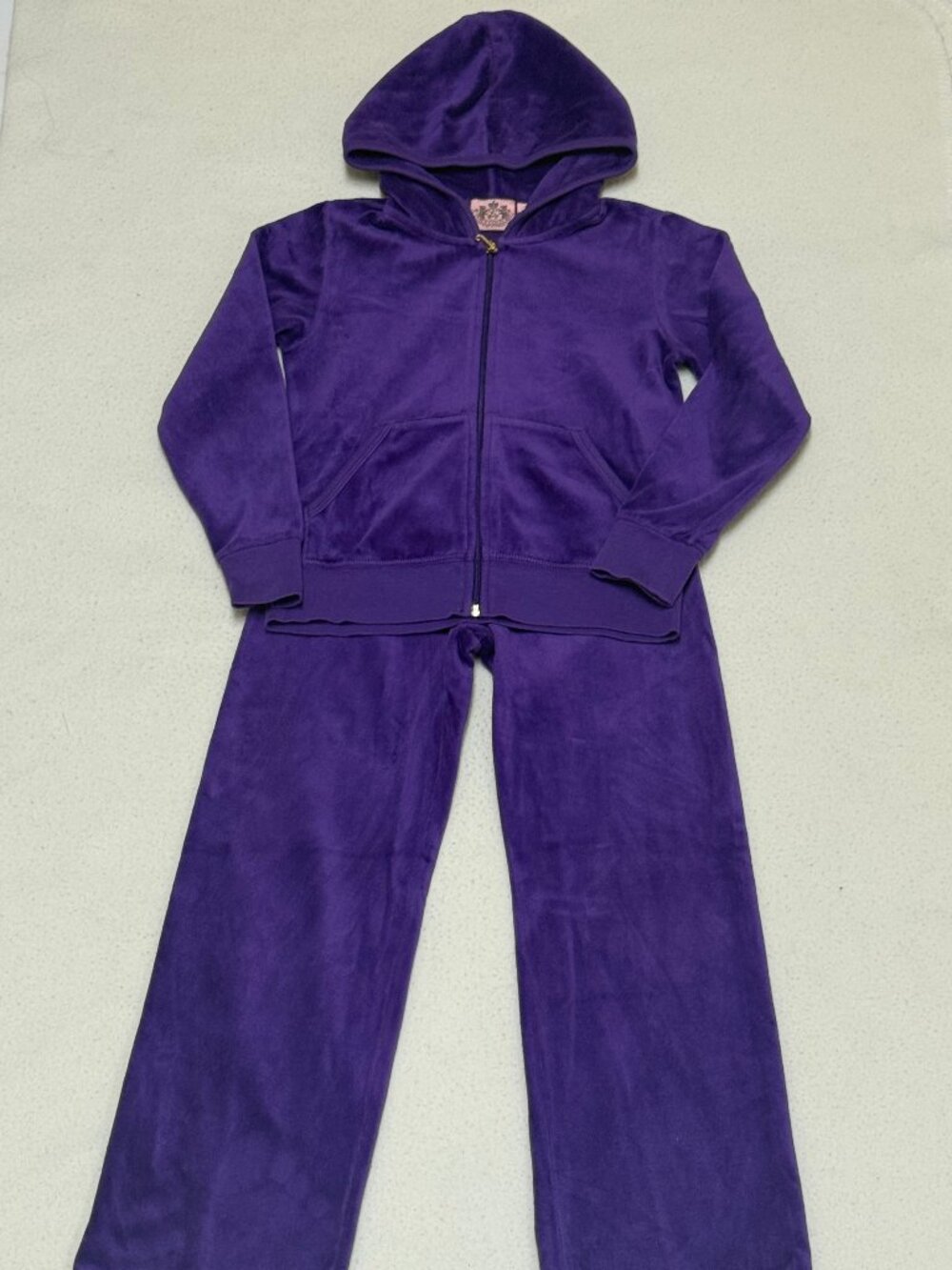 Vintage Juicy Couture Girl's Velour Full Zip Hoodie & Sweatpants -Purple -Size 7